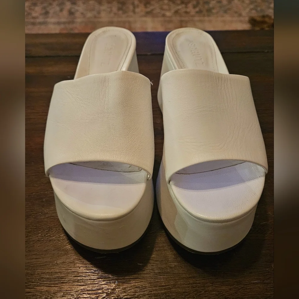SCHUTZ White Platform Slide Mule